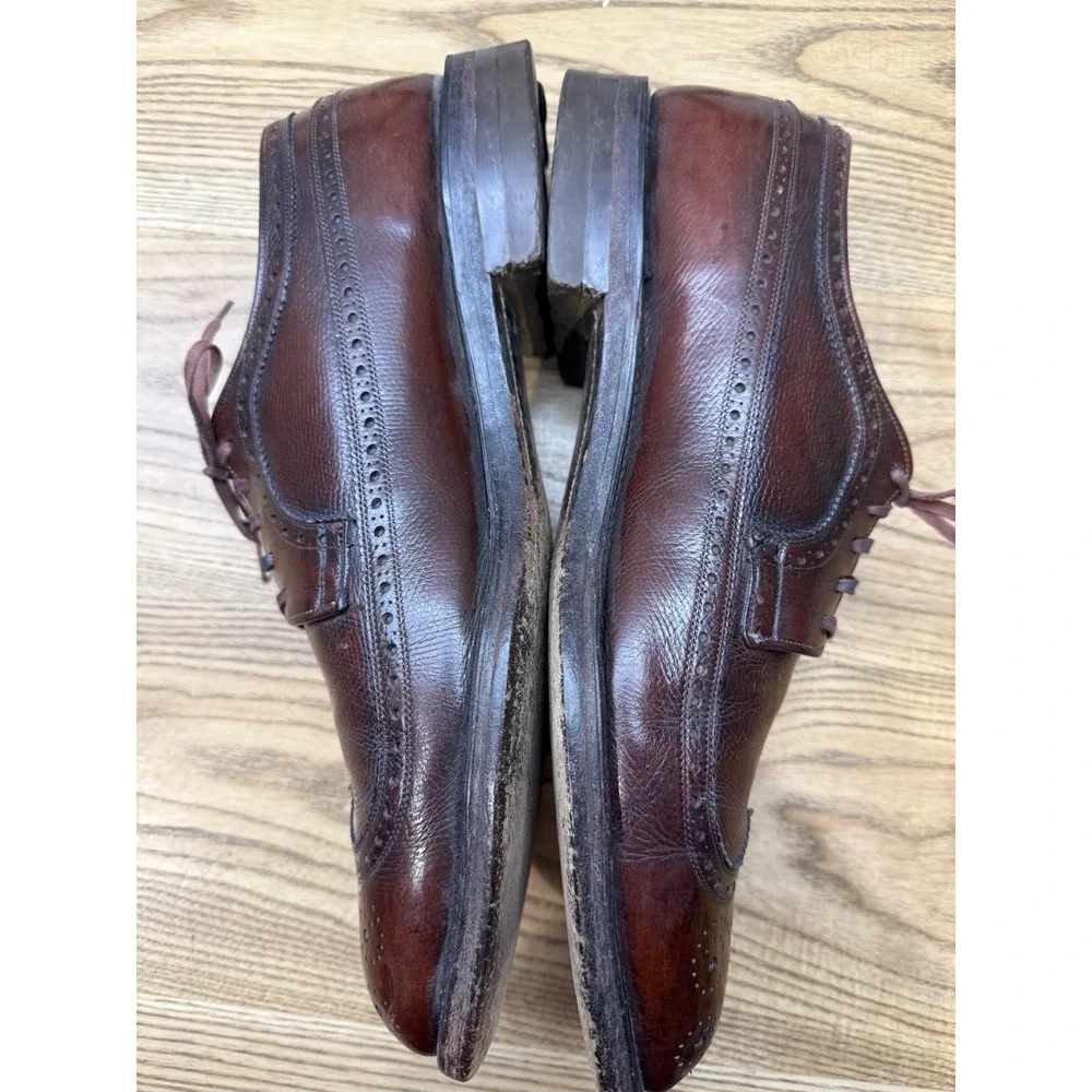 VTG Florsheim Royal Imperial Black Burgundy Leather Wingtip Dress Shoes Mens 12D